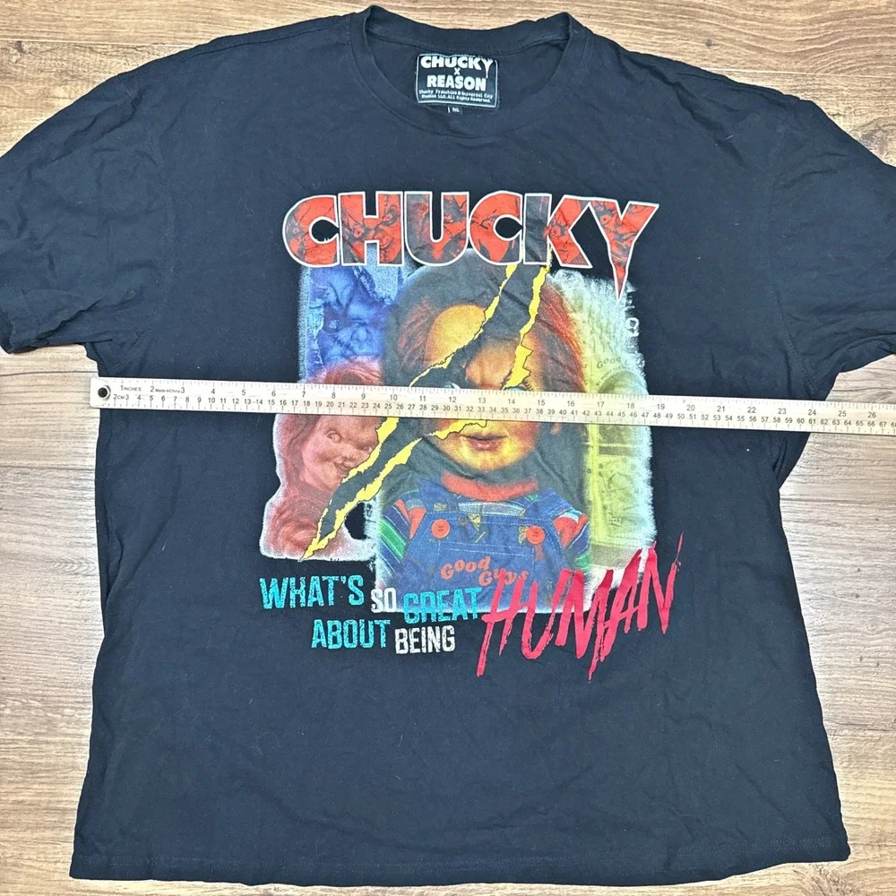 Chucky X Reason Mens 2XL T‎ Shirt Child's Play Black Horror Scary Halloween Cult